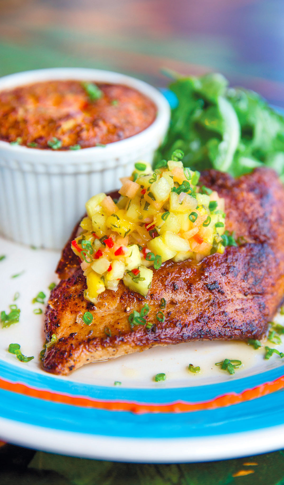 Blackened Mahi with Corn Pudding