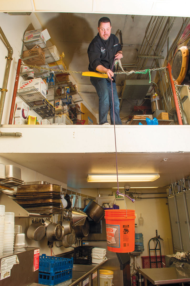 Lowering items from dry storage