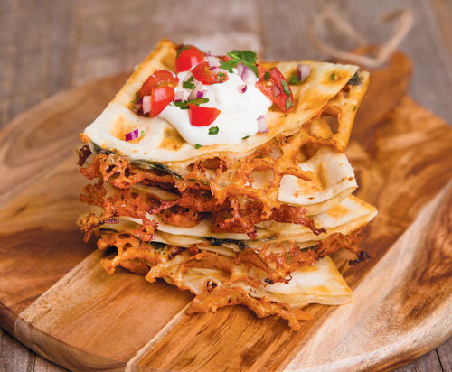Spinach & Mushroom Waffle Quesadillas