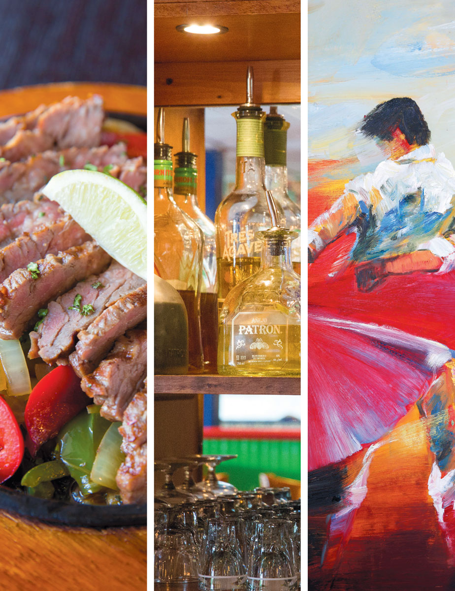 Steak fajitas, tequilas, and artwork