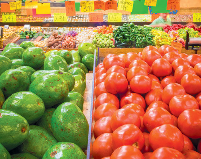 Florida avacados and tomatoes showcased in the produce section