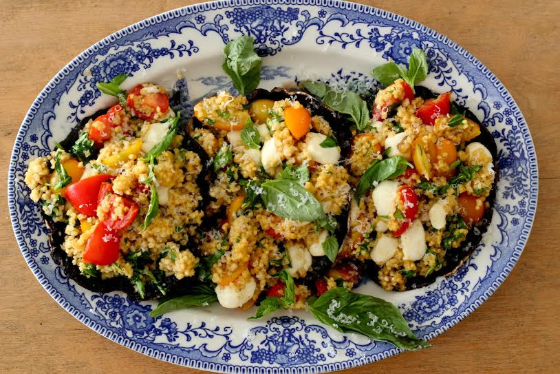 Millet-Stuffed Mushrooms with Tomatoes and Mozzarella