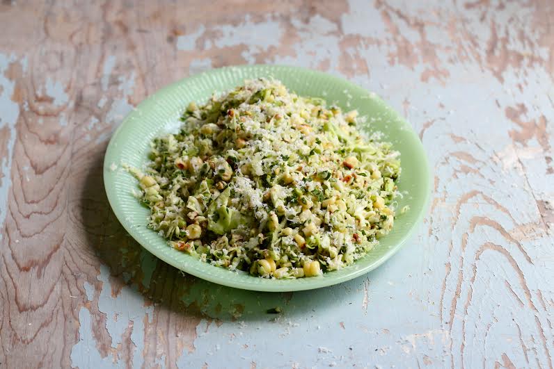 Cabbage and Corn Salad with Pecans and Parmesan