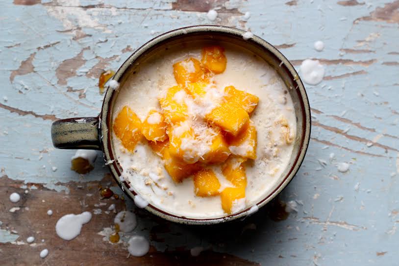 Overnight Oat and Chia Porridge with Mango and Coconut